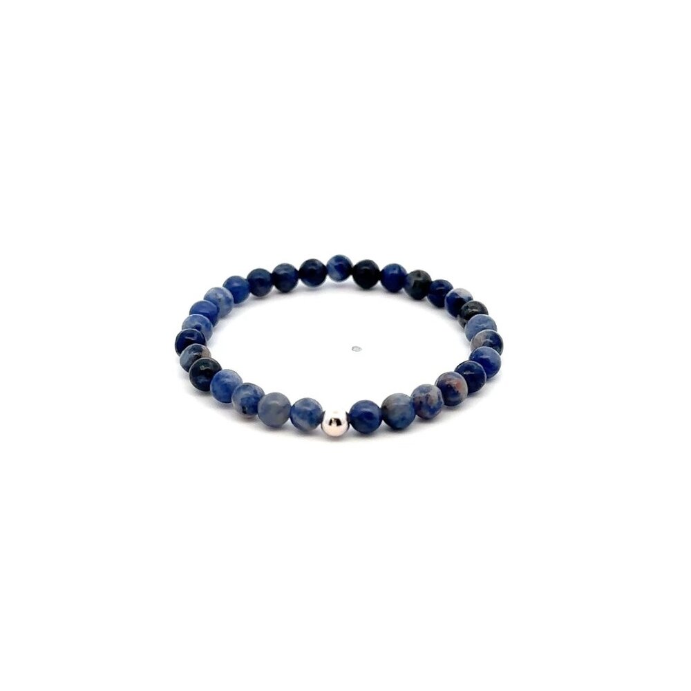 Natural Sodalite Gemstones Mini 4mm 18k White Gold Charm Bead